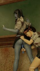 2girls 3d dbd dead_by_daylight female female_only lesbian tagme the_spirit_(dead_by_daylight) yui_kimura yui_main_dbd yuri