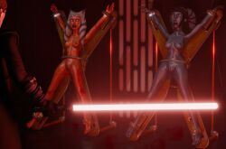 1boy 2girls 3d aayla_secura ahsoka_tano airress3d_(3d-modeller) anakin_skywalker armss_up barefoot blender bondage bondage_harness breasts breasts_out capture captured captured_heroine clone_wars clothed clothed_male clothed_male_nude_female clothing completely_nude completely_nude_female darth_vader domination feet female female_focus femsub fully_clothed genitals hires lightsaber male maledom melee_weapon multiple_girls nipples nude nude_female nudity oil open_eyes open_mouth pussy red_light red_lightsaber sad saint_andrew's_cross scared shaved_pussy shiny_skin sith slim_waist small_breasts spread_arms spread_legs star_wars stationary_restraints straight submissive the_clone_wars:_season_seven togruta villain weapon