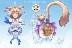 abstract_background animal_humanoid asking bent_over blonde_hair blue_clothing blue_legwear blush blush_lines bodily_fluids bow_accessory cat_humanoid cat_tail clothing diaper dress duo faceless_character faceless_male feces felid felid_humanoid feline feline_humanoid felix_argyle femboy fetimation footwear genital_fluids hair heart high_heels holding_diaper human humanoid legwear light_body light_skin male male/male mammal mammal_humanoid messy_diaper meter multiple_angles open_mouth peeing peeing_self pictographics question_mark re:zero_kara_hajimeru_isekai_seikatsu scat soiled_diaper soiling soiling_diaper speech_bubble tail thigh_highs touching_diaper upskirt urine wet_diaper wetting yellow_eyes