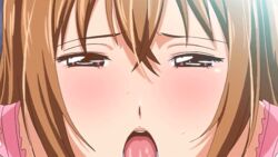 1boy 1girls 2d animated blush censored cum cum_in_mouth cum_inside cum_swallow female human human_female human_male human_only jewelry male momose_ayumu necklace open_mouth ore_wa_kanojo_wo_shinjiteru! penis sex straight swallowing