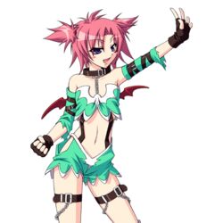 blue_eyes clothing fingerless_gloves official_art pink_hair short_twintails succubus succubus_manabe succubus_wings wrestle_angels wrestle_angels_survivor