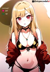 ai_generated anime bikini blush bracelet breast female girl kitagawa_marin looking_at_viewer love manga navel necklace nude panties piercing print_bikini print_panties pubic_hair sirpercedalai solo solo_focus sono_bisque_doll_wa_koi_wo_suru tongue