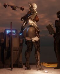 3d_(artwork) ass ass_grab big_ass big_butt bottom_heavy bottomwear bungie clothed clothing destiny_(game) digital_media_(artwork) duo exo female female/female guardian_(destiny) hi_res humanoid looking_at_viewer miniskirt outside skirt solo_focus that_one_spartan thick_thighs thighhighs thighs titan_(destiny)