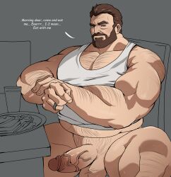 1boy 2d at_home bara beefy big_arms big_dick_energy big_muscles big_penis blue_eyes bodybuilder breakfast brown_hair da_ddy22 dad daddy daddy_kink daddy_seduces daddy_teases dadee dialogue dilf erect_penis erection giant_muscles hairy hairy_body hairy_male huge_arms huge_cock huge_muscles hung kitchen large_penis looking_at_viewer male male_focus male_only male_pov manly married married_man masculine muscle_shirt pecs pov pov_eye_contact solo solo_male stepdad talking_to_viewer thick thick_penis uncle veiny veiny_penis wedding_band wedding_ring