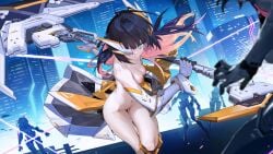 1girls black_hair blue_eyes breasts curvy curvy_female female mobile_legends mobile_legends:_bang_bang naked nipples nude nude_female pink_hair quwwing ruby_(mobile_legends)