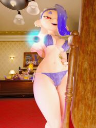 2girls 3d 3d_(artwork) big_ass big_breasts bikini female female_only frye_(splatoon) lagami mirror nintendo shiver_(splatoon) sideass small_bikini splatoon splatoon_3