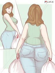 ass_focus big_ass bottom_heavy chubby curvy fat_ass huge_ass janet_(lewddoodler) jeans lewddoodler milf older_female sweater sweater_vest thick_thighs walking wide_hips