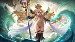 1girls big_breasts big_nipples blonde_hair breasts curvy curvy_female curvy_figure curvy_hips female female_only green_eyes hips kadita_(mobile_legends) mobile_legends mobile_legends:_bang_bang naked nipples nude nude_female pussy quwwing solo yellow_hair