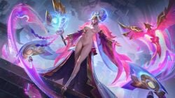 1girls big_breasts big_nipples breasts curvy curvy_female curvy_figure female female_only mobile_legends mobile_legends:_bang_bang naked nipples nude nude_female pharsa_(mobile_legends) pussy quwwing solo white_hair