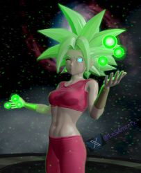 2023 3d 3d_(artwork) blue_eyes crop_top dragon_ball dragon_ball_super female fit_female green_hair kefla legendary_super_saiyan looking_at_viewer samtrix sfm source_filmmaker super_saiyan super_saiyan_2 tagme