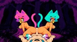 1boy 2girls 2girls1boy animated cat_ears cat_tail collaborative_hot_dogging color colored cum cum_on_back cum_on_butt double_buttjob double_hot_dogging edit edited ejaculation flipwitch_:_forbidden_sex_hex game_cg heart-shaped_pupils hot_dogging jiggling_breasts naked_female naked_male open_mouth pixel_animation pixel_art sprite tagme third-party_edit threesome tongue_out