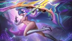 1girls big_breasts big_hips blue_hair breasts female female_only heropans hips miya_(mobile_legends) mobile_legends mobile_legends:_bang_bang naked nipples nude nude_female purple_eyes purple_hair pussy solo