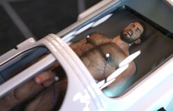 1boy 3d abs capcom chris_redfield flaccid_penis hairy_chest human male male_only muscles muscular muscular_male naked nude nude_male open_mouth resident_evil sci-fi solo solo_male studiosellsword_(artist) unconscious_male