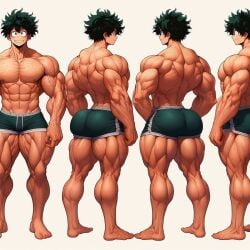 1boy 1male 1man abs ai_generated bara bara_tiddies bara_tits barefoot biceps big_muscles bubble_butt concept_art deltoids feet hyper_muscles izuku_midoriya large_pecs large_pectorals male_focus male_nipples male_only man man_boobs man_breasts man_tits manly masculine masculine_male muscle my_hero_academia pecs pectorals shorts trapezius