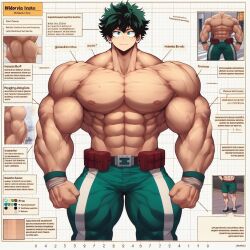 1boy 1male 1man abs ai_generated bara bara_tiddies bara_tits big_muscles concept_art fit fit_male hyper_muscles izuku_midoriya large_pecs large_pectorals male male_focus male_nipples male_only man man_boobs man_breasts man_tits manly masculine masculine_male muscle muscles muscular muscular_male my_hero_academia pecs pectorals shorts solo solo_focus solo_male strong