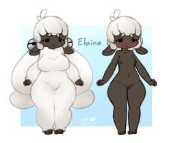 anthro bells embarrassed ewe female fluffy furry lonely_cri nude sheep sheep_ears sheep_girl shortstack small_breasts wide_hips