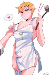 apron_only blush cookie_run femboy gay nipple_peek see-through_clothing sparkling_cookie yaoi