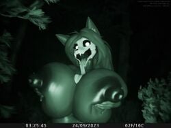 3d 3d_(artwork) anthro belly big_breasts big_nipples black_body black_fur blender_(software) bone breast_grab breast_squish breasts camera camera_view canid canine dark_body dark_nipples deforming_mesh detailed_background digital_media_(artwork) erect_nipples female female/female flashlight forest fur hand_on_breast hi_res holding_breast huge_breasts iii_oridas_iii long_tongue looking_at_viewer mal0 malo mammal nipples nude open_mouth outside overweight overweight_female plant scp-1471 scp-1471-a scp_foundation skull skull_head solo squish text thick_thighs tongue tongue_out tree wide_hips