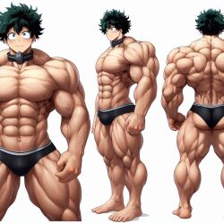 ai_generated barefoot big_feet big_muscles chippendale concept_art feet hyper_muscles izuku_midoriya male_only my_hero_academia shorts solo_male