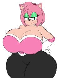 1girls 2023 amy_rose amy_the_bat anthro big_ass big_breasts boob_window breast_focus cleavage clothed cowboy_shot curvy elbow_gloves female female_only front_view fur furry gloves huge_ass huge_breasts mobian_(species) momiji_(artist) naughty_face no_bra rouge_the_bat rouge_the_bat_(cosplay) sega sideboob sonic_(series) thick_thighs wide_hips