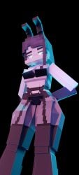 1girls 1thekeks 1thekeks_(duobin) 3d 3d_(artwork) blender blender_cycles blue_eyes bra breasts bunny_ears duobin eyeliner female garter_belt gloves legwear looking_at_viewer medium_breasts mine-imator minecraft minecraft_trailer_edges_highlights open_eyes original_character purple_hair underwear wide_hips