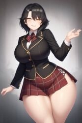 1girls ai_generated big_breasts big_thighs black_hair cinder_fall curvaceous curvy curvy_female eyes female female_only going_commando light-skinned_female light_skin long_hair looking_at_viewer miniskirt no_panties pantyless rwby school_uniform schoolgirl solo thick thick_thighs transformationwitch voluptuous voluptuous_female wide_hips