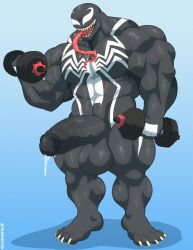 1boy abs alien animal_humanoid anthro balls bara biceps boner claws erection genitals hi_res humanoid male male_only marvel muscular muscular_anthro muscular_male nude pecs penis sharp_teeth solo solo_male symbiote teeth tongue tongue_out tylerstark vein veiny_penis venom venom_(marvel)