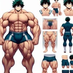 1male 1man abs ai_generated bara bara_tiddies bara_tits barefoot big_muscles concept_art feet hyper_muscles izuku_midoriya large_pecs large_pectorals male_focus male_nipples male_only man man_boobs man_breasts man_tits manly masculine masculine_male muscle my_hero_academia pecs pectorals shorts solo_male