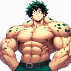 1boy 1male 1man abs ai_generated bara bara_tiddies bara_tits biceps big_muscles concept_art deltoids hyper_muscles izuku_midoriya large_pecs large_pectorals male_focus male_nipples male_only man man_boobs man_breasts man_tits manly masculine masculine_male muscle my_hero_academia pecs pectorals shorts solo_male trapezius