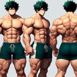 1boy 1male 1man abs ai_generated bara bara_tiddies bara_tits biceps big_muscles concept_art deltoids facial_hair fit fit_male hyper_muscles izuku_midoriya large_pecs large_pectorals male male_focus male_nipples male_only man man_boobs man_breasts man_tits manly masculine masculine_male muscle muscles muscular muscular_male my_hero_academia pecs pectorals shorts solo solo_focus solo_male strong trapezius