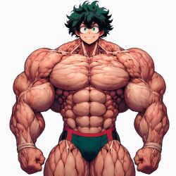 1boy 1male 1man abs ai_generated bara bara_tiddies bara_tits biceps big_muscles concept_art deltoids hyper_muscles izuku_midoriya large_pecs large_pectorals male_focus male_only man man_boobs man_breasts man_tits manly masculine masculine_male muscle my_hero_academia pecs pectorals shorts solo_male trapezius