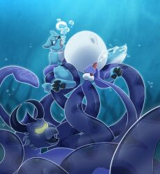 bloodoodles cumming drowning furry male male_penetrated tentacle underwater