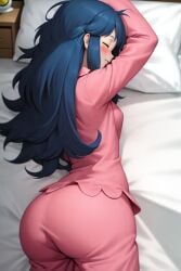 1girls ai_generated aioddity ass big_ass blue_hair blush closed_eyes dawn_(pokemon) female female_only long_hair lying_on_bed messy_hair on_bed pajamas pokemon pokemon_(anime) sleeping small_breasts solo