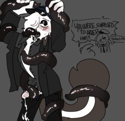 bondage edgyblackcat emo goth latte_(sirfluff) male male_only police_uniform restrained sir_fluff tentacle tentacle_in_mouth tentacle_on_male tentacle_sex