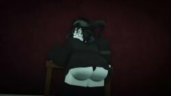 1girls 3d animated arched_back ass ass_shake black_hair black_panties looking_back loop no_sound original_character panties roblox robloxian self_upload skirt smug super_(artist) table tagme upskirt video white_skin