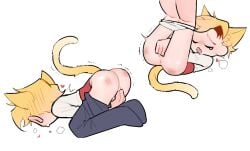 1boy cat_ears cat_tail cookie_run femboy hiding_penis sparkling_cookie