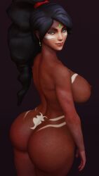 1girl 1girls 3d 3d_(artwork) 3d_model absurd_res absurd_resolution absurdres alternate_ass_size alternate_breast_size ass_focus big_ass big_breasts big_butt black_hair black_hair_female butt_focus cpt-flapjack dark-skinned_female dark_skin female forehead_gem forehead_jewel gem_on_forehead green_eyes green_eyes_female hi_res high_res high_resolution highres huge_breasts jewel_on_forehead keyd10iori large_breasts league_of_legends nidalee ponytail ponytail_female riot_games seductive seductive_eyes seductive_look seductive_smile simple_background smile solo solo_female solo_focus tribal_markings tribal_tattoo tribal_tattoos