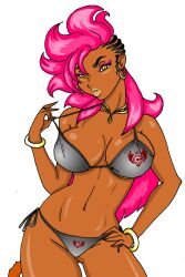 1female 1girls 2015 abs ass_visible_through_thighs belly belly_button big_breasts big_thighs bikini bikini_bottom bikini_top bloodyshanglong bracelet bracelets braid choker curvaceous curves curvy curvy_body curvy_female curvy_figure curvy_hair curvy_hips curvy_thighs dark-skinned_female dark_skin dragon_ball dragon_ball_xenoverse female female_focus female_only female_saiyan female_solo fit fit_female gold_bracelet gold_bracelets gold_choker gold_eyes gold_jewelry grey_bikini grey_bikini_bottom grey_bikini_top hair_aside hair_on_shoulder hand_on_hip hourglass_figure long_hair long_hair_female long_pink_hair looking_at_viewer looking_pleasured navel original original_character pink_eyeshadow pink_hair round_body round_breasts saiyan saiyan_girl saiyan_oc saiyan_tail shiny shiny_breasts shiny_clothes shiny_hair shiny_skin shoulders string_bikini string_bikini_bottom string_bikini_top string_pull tagme thick thick_body thick_breasts thick_eyebrows thick_hips thick_legs thick_thigh thick_thighs thigh_gap thighs transparent_background yellow_eyes