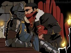 2021 2boys armor balls bara barazoku clothing crusader crusader_(darkest_dungeon) darkest_dungeon erection gay hand_on_penis handjob hard_on highwayman_(darkest_dungeon) male male/male male_focus male_only manly masturbation penis solo_male touching_penis yaoi