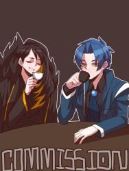 1boy1girl b2k binah chesed commission library_of_ruina pixiv_commission pixiv_manga_sample pixiv_sample project_moon table tea text