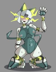 bayonetto blush female heart-shaped_pupils looking_at_viewer nude nude_female robo-fortune robot robot_girl skullgirls sweat video_games