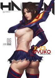 ass big_ass big_breasts breasts brown_eyes brown_hair cosplay crossover_cosplay kill_la_kill laura_kinney long_hair looking_at_viewer magazine_cover marvel marvel_comics matoi_ryuuko_(cosplay) miniskirt monorirogue muscular_female senketsu senketsu_(cosplay) skirt x-23 x-men