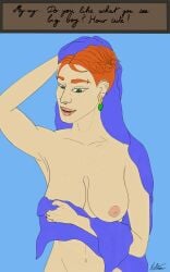 english_text female green_eyes keltaar naked red_hair short_hair text