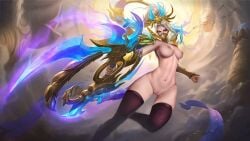 1girls breasts curvy curvy_body curvy_female female female_only hanabi_(mobile_legends) heropans mobile_legends mobile_legends:_bang_bang naked nipples nude nude_female nude_filter orange_eyes pussy solo white_hair