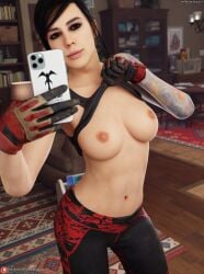 3d breasts call_of_duty darkbahamuth female_only mara_(cod) pinup selfie showing_breasts