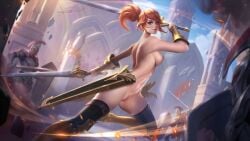 1girls breasts fanny_(mobile_legends) female female_only green_eyes heropans mobile_legends mobile_legends:_bang_bang naked nipples nude nude_female nude_filter orange_hair pussy