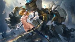 1girls blonde_hair blue_eyes breasts curvy curvy_female edith_(mobile_legends) female female_only heropans mobile_legends mobile_legends:_bang_bang naked nipples nude nude_female nude_filter pussy solo