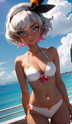 1girls 2d ai_generated artist_name ass athletic athletic_female bare_midriff bea_(pokemon) bikini bikini_bottom bikini_top blue_eyes blush bracelets breasts cleavage cloud curvy curvy_figure dark-skinned_female dark_skin detailed eyelashes eyeshadow female female_only fit fit_female grey_eyes gym_leader hair_ornament hairband high_quality human human_only lips lipstick looking_at_viewer mascara medium_breasts nai_diffusion navel nero100 nintendo outdoors outside petite pokemon pokemon_(game) pokemon_ss posing seductive seductive_eyes seductive_look seductive_pose short_hair silver_hair small_breasts solo stable_diffusion standing tan_skin teenage teenage_girl thick_ass thick_thighs thigh_gap thighs thin thin_arms thin_female thin_waist uncensored white_bikini white_hair young