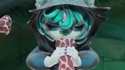 anthro closed_eyes cum horse_penis horsecock league_of_legends licking smegma tasting tasting_cum vex_(league_of_legends) yordle