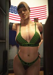 1girls 3d armband armlet athletic athletic_female bandana bare_midriff big_breasts blonde_hair breasts brown_eyes busty cleavage earrings female female_only hourglass_figure long_hair mortal_kombat pinup pinup_pose ponytail shiny_skin solo sonya_blade wide_hips wildynsfw